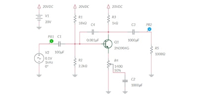 Image of Representative Class A CE amplifier featuring the 2N3904 transistor
