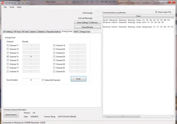 ProFLEX01 energy scan results Image of ProFLEX01 energy scan results