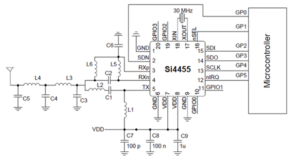 Si4455 applications circuit Image of Si4455 applications circuit