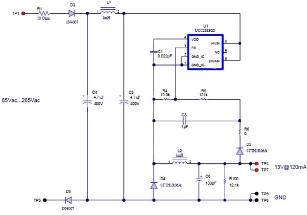 A non-isolated AC/DC solution Image of a non-isolated AC/DC solution