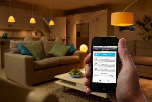 Philips Hue bulbs smartphone-based app Image of Philips Hue bulbs smartphone-based app