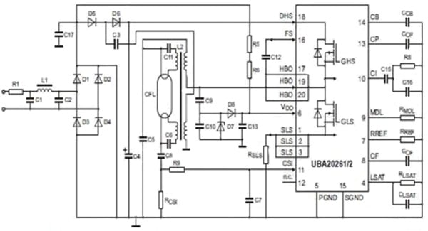 A complete CFL lamp assembly Image of a complete CFL lamp assembly