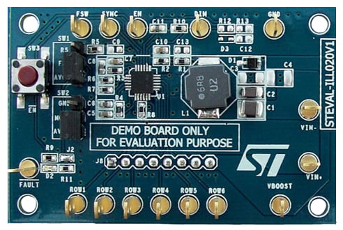 STMicroelectronics’ LED backlighting demonstration board STMicroelectronics’ LED backlighting demonstration board