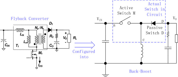 Configuring flyback into buck-boost Image of configuring flyback into buck-boost