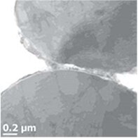A TEM image of Taiyo Yuden's new material Image of a TEM image of Taiyo Yuden's new material