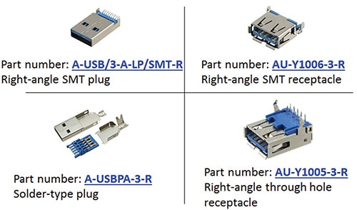 Assmann SuperSpeed USB standard-A connector options Image of Assmann SuperSpeed USB standard-A connector options