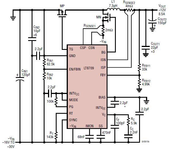 Linear Technology LT8709 buck converter Diagram of Linear Technology LT8709 buck converter
