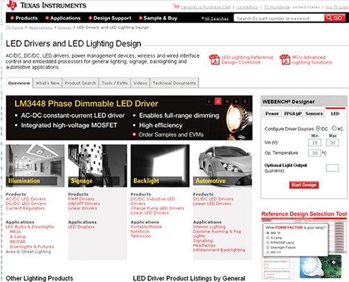 LED lighting on ti.com Image of LED lighting on ti.com