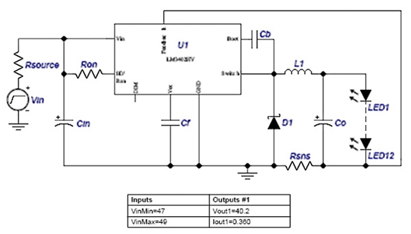 Demonstration circuit for the Texas Instruments LM3402 Image of demonstration circuit for the Texas Instruments LM3402