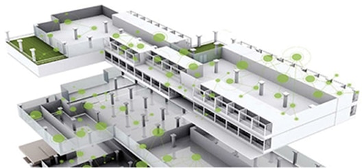 Wireless mesh networking connecting Bluetooth throughout large buildings Image of wireless mesh networking connecting Bluetooth throughout large buildings