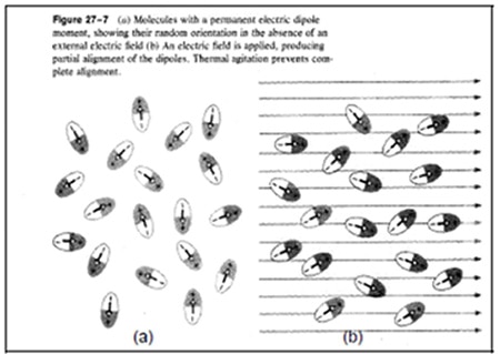 Alignment of electric dipoles Diagram of alignment of electric dipoles