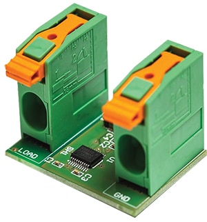 Low-cost off-the-shelf modules allow fast testing and development. This one implements thermal coefficient compensation for loads up to 60 amps and uses an SPI interface for easy connection to an embedded controller.  Low-cost off-the-shelf modules allow fast testing and development. This one implements thermal coefficient compensation for loads up to 60 amps and uses an SPI interface for easy connection to an embedded controller.