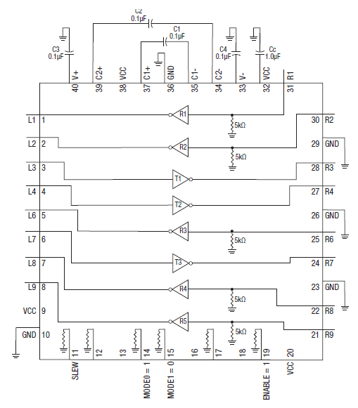 Exar XR34350 RS-232/485/422 serial transceiver Diagram of Exar XR34350 RS-232/485/422 serial transceiver
