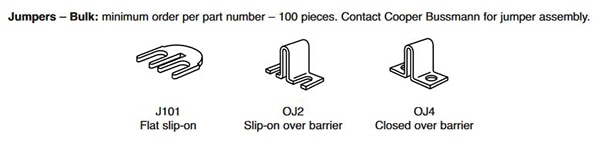 Jumpers for the Eaton TB100 series terminal blocks Image of jumpers for the Eaton TB100 series terminal blocks