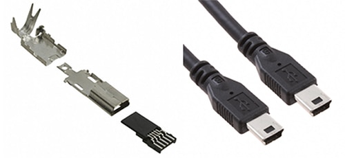 Hirose’s UX40A-MB-5P USB-mini and the cabled version Image of Hirose’s UX40A-MB-5P USB-mini and the cabled version