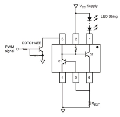 Diodes Incorporated AL5802 30 V adjustable current sink linear LED driver Application example of Diodes Incorporated AL5802 30 V adjustable current sink linear LED driver