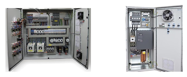 Two-fan cabinet installation and a one-fan, one-filter guard cabinet installation Bild: Schrank mit zwei Filtern und Schrank mit einem Filter und einer Filterhaube