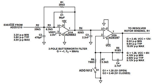 Excitation driver and filter circuit Diagram of excitation driver and filter circuit