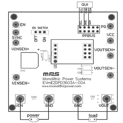 MPS configurable power module evaluation kit Diagram of MPS configurable power module evaluation kit