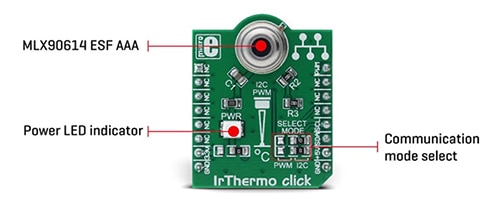 MikroElektronika MIKROE-1362 IrThermo Click board Immagine della click board MIKROE-1362 IrThermo di MikroElektronika