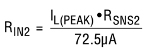 RIN2 = IL(PEAK)xRSNS2/72.5µA Equation 3