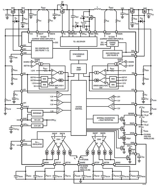 Linear Technology LT8228 (click to enlarge) Block diagram of the Linear Technology LT8228 (click to enlarge)