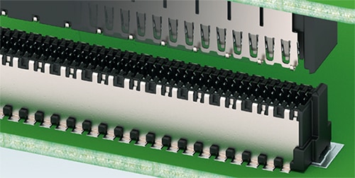 Phoenix Contact FINEPITCH 0.8 series connector-to-connector shielding paths Image of Phoenix Contact FINEPITCH 0.8 series connector-to-connector shielding paths