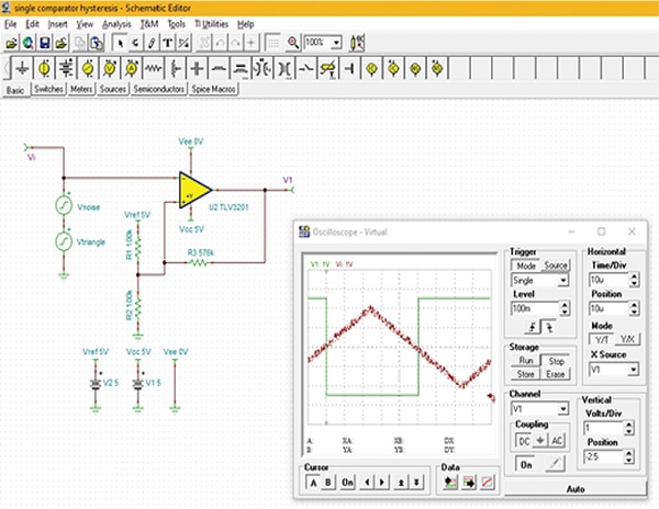 Hysteresis applies positive feedback to the reference input (click to enlarge) 遲滯施加正回授至參考輸入的圖片 (點選放大)