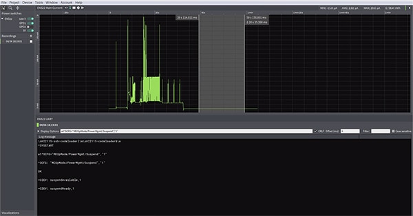 Current consumption profile when Suspend Mode is enabled (click to enlarge) Image of current consumption profile when Suspend Mode is enabled (click to enlarge)