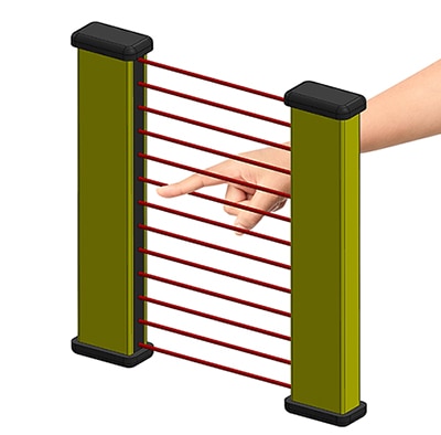 Today’s light curtains impart unprecedented safety to machinery 現今的光幕為機器帶來前所未有的安全性示意圖