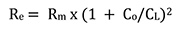 Re = Rm x (1 + Co/CL)2 Equation 3