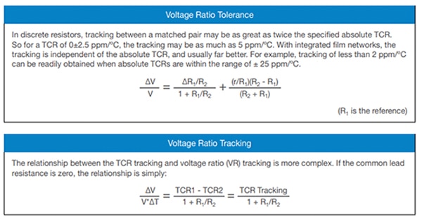 Voltage ratio tolerance and voltage ratio tracking equations Image des équations de tolérance du rapport de tension et de suivi du rapport de tension