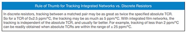 Rule of thumb for tracking integrated networks vs. discrete resistors Image de la règle empirique pour le suivi des réseaux intégrés par rapport aux résistances discrètes