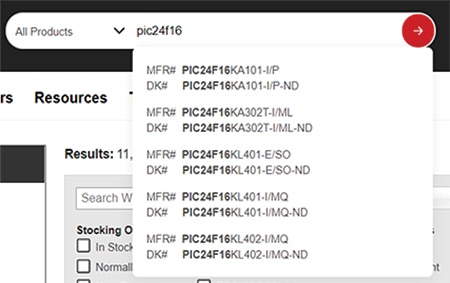 An example of our dynamic search suggestion feature Image d'un exemple de notre fonctionnalité de suggestion de recherche dynamique