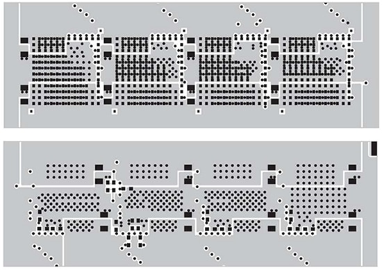 LGA footprint of Analog Devices μModule regulators Image of LGA footprint of Analog Devices μModule regulators