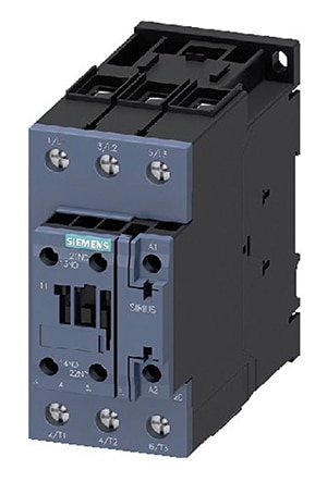 Siemens electromechanical contactors replace relays in heavy-duty switching applications Image des contacteurs électromécaniques de Siemens qui remplacent les relais dans les applications de commutation à usage intensif.