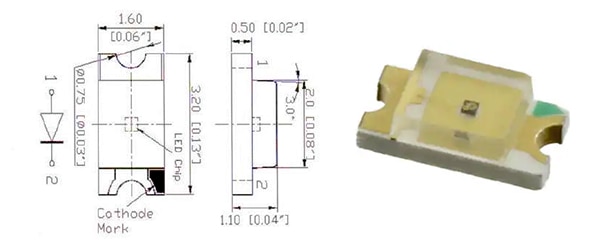 Advanced Photonix 002-151-001 is a planar diffusion P-N SMD photodiode (click to enlarge) Image de la photodiode CMS P-N à diffusion planar 002-151-001 d'Advanced Photonix (cliquez pour agrandir)