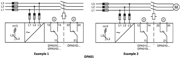 Application examples for the Carlo Gavazzi DPA01 series three-phase monitor relay Carlo Gavazzi DPA01 系列三相監測繼電器的應用範例圖片