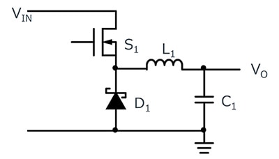 Asynchronous buck converter topology Diagram of asynchronous buck converter topology