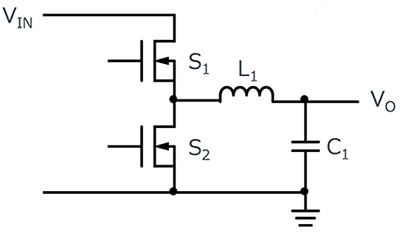 Synchronous buck converter topology Diagram of synchronous buck converter topology
