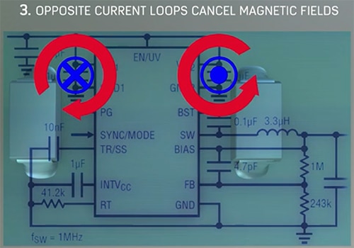 Internal layout with current loops in opposite directions Image of internal layout with current loops in opposite directions