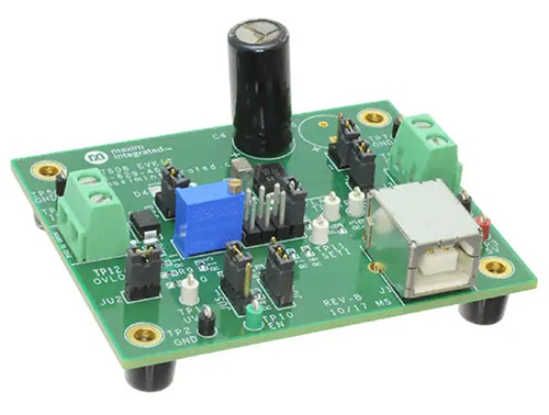 Maxim MAX17608EVKIT# evaluation board for the MAX17608 Image of Maxim MAX17608EVKIT# evaluation board for the MAX17608