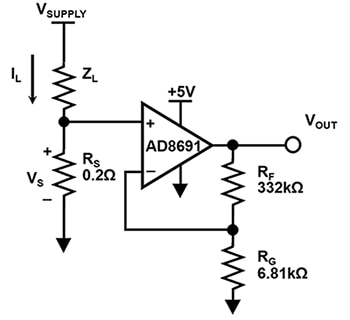 AC motor low-side current sensing circuit Diagramm der Low-Side-Strommessschaltung eines AC-Motors