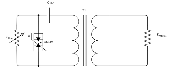 Simplified coupling circuit with surge protection Image of simplified coupling circuit with surge protection