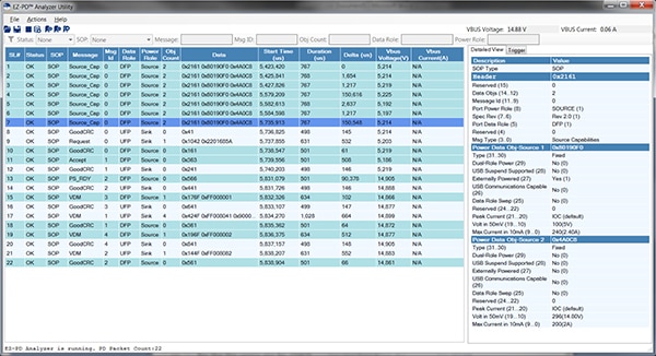 Infineon Technologies EZ-PD analysis software (click to enlarge) Image du logiciel d'analyse EZ-PD d'Infineon Technologies (cliquez pour agrandir)