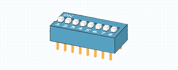 DIP switch example ภาพตัวอย่างสวิตช์ DIP
