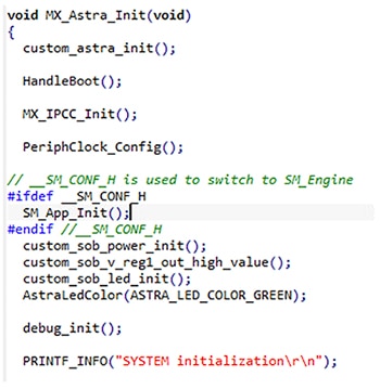 MX_Astra_Init() function is used for the system initialization Billede af MX_Astra_Init() funktionen bruges til systeminitialisering