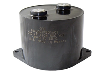 Cornell Dubilier Electronics screw connections of 944U film capacitors Image of Cornell Dubilier Electronics screw connections of 944U film capacitors