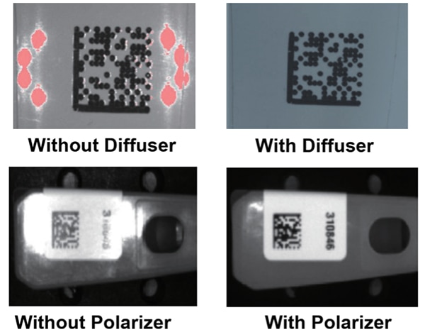 Diffusers and polarizing filters reduce reflections Image of diffusers and polarizing filters reduce reflections