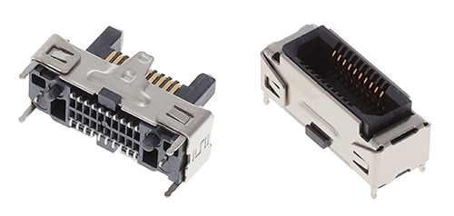 Samtec 20-position ERM8 header (left) and corresponding ERF8 socket (right) Image of Samtec 20-position ERM8 header (left) and corresponding ERF8 socket (right)